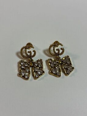 Gucci Bow Crystal Drop Earrings